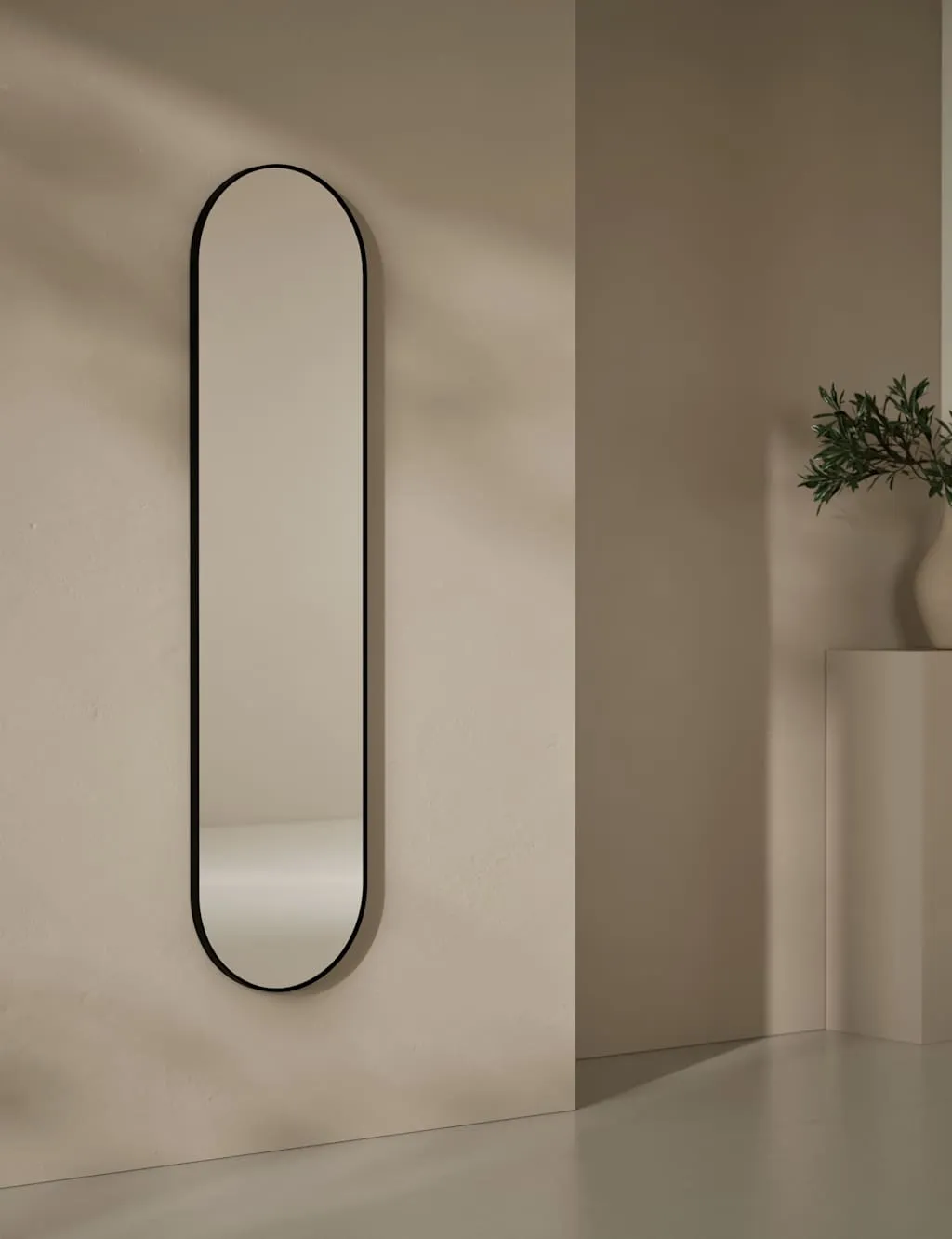 M&S Milan Pill Shape Wall Mirror Black