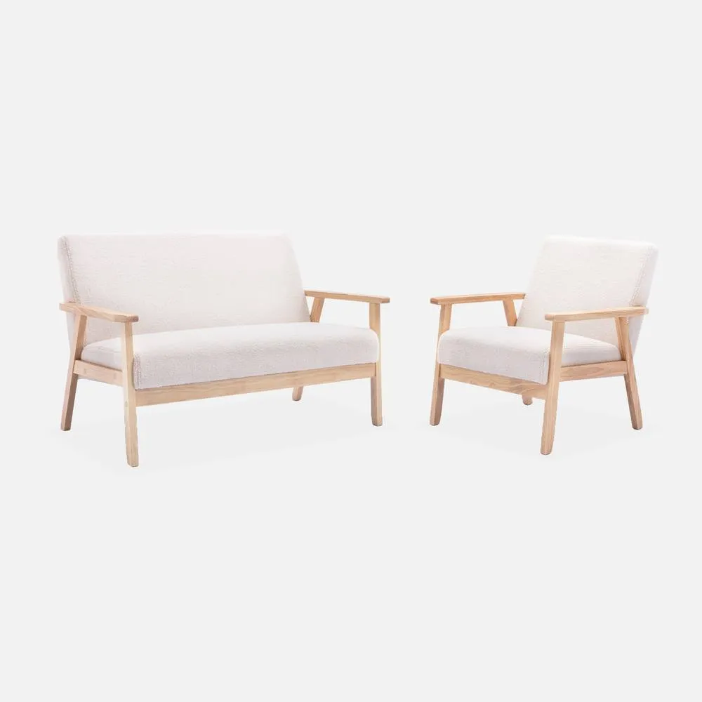 sweeek 2-seater Scandi-style Loveseat Sofa In Boucle Fabric in Cream 4