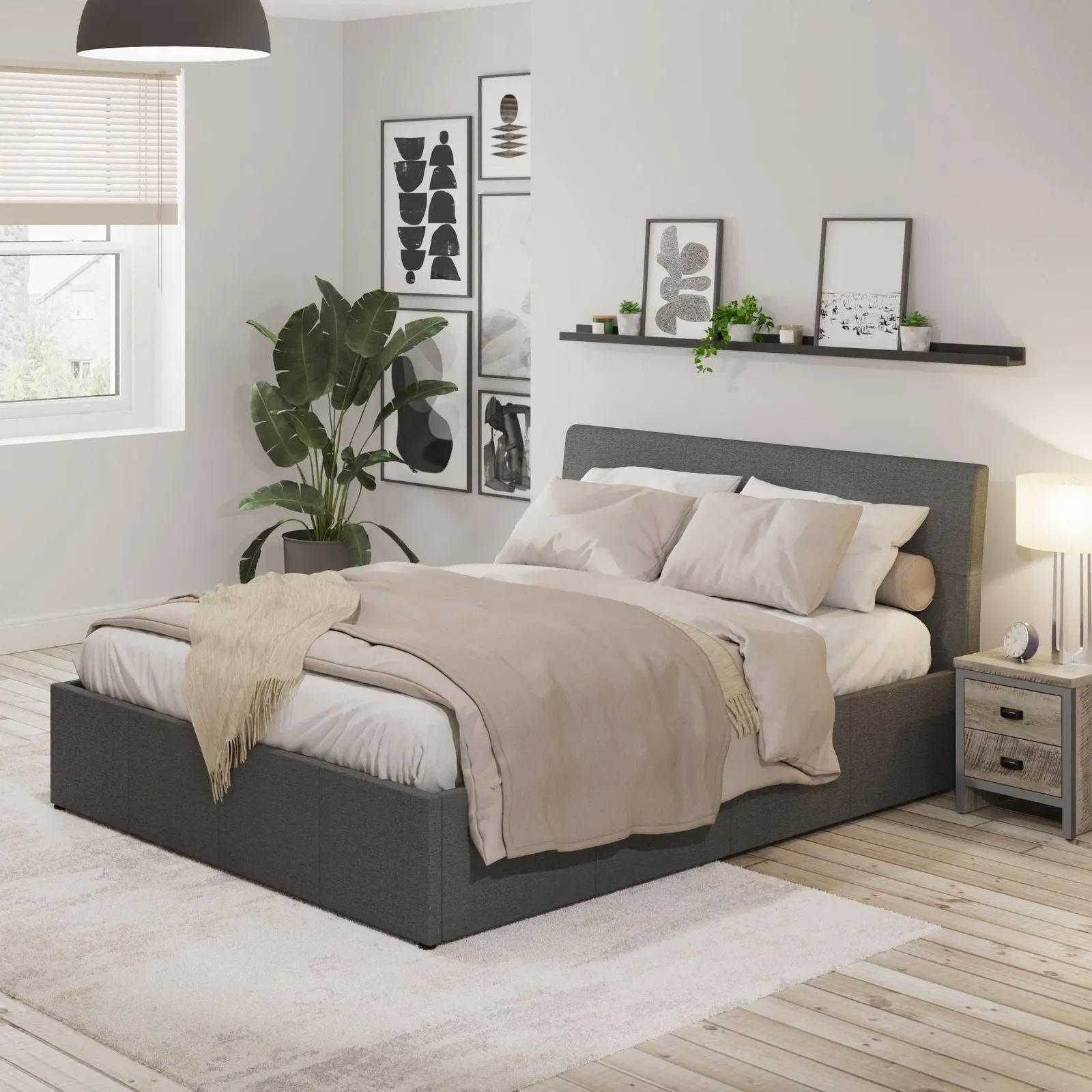 GFW Ascot Ottoman Storage Bed 150cm in Grey