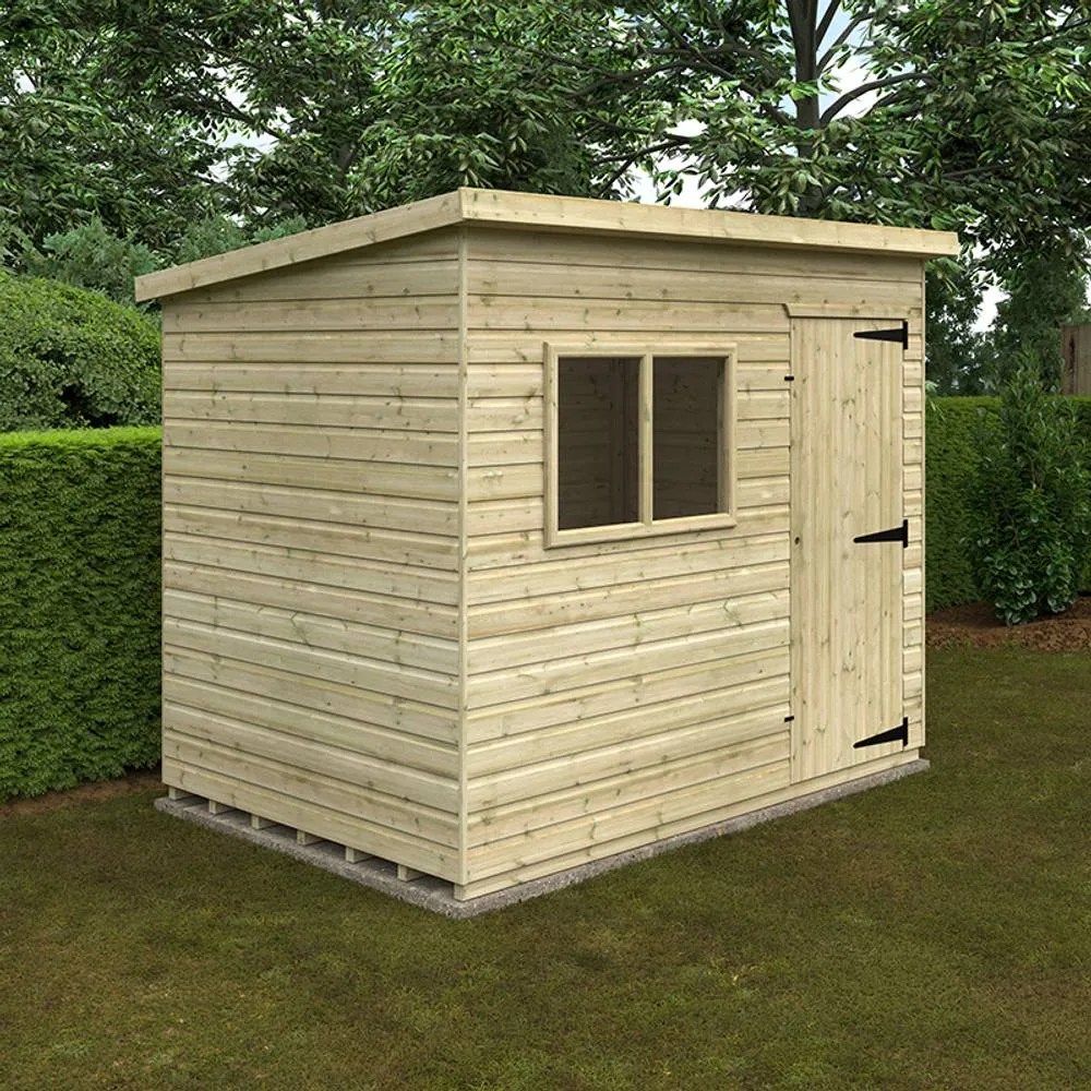 Buttercup Farm 9 x 6 Feet Tanalised Deluxe Pent 16mm Shed - Solid Wood/Softwood/Pine in Natural 2