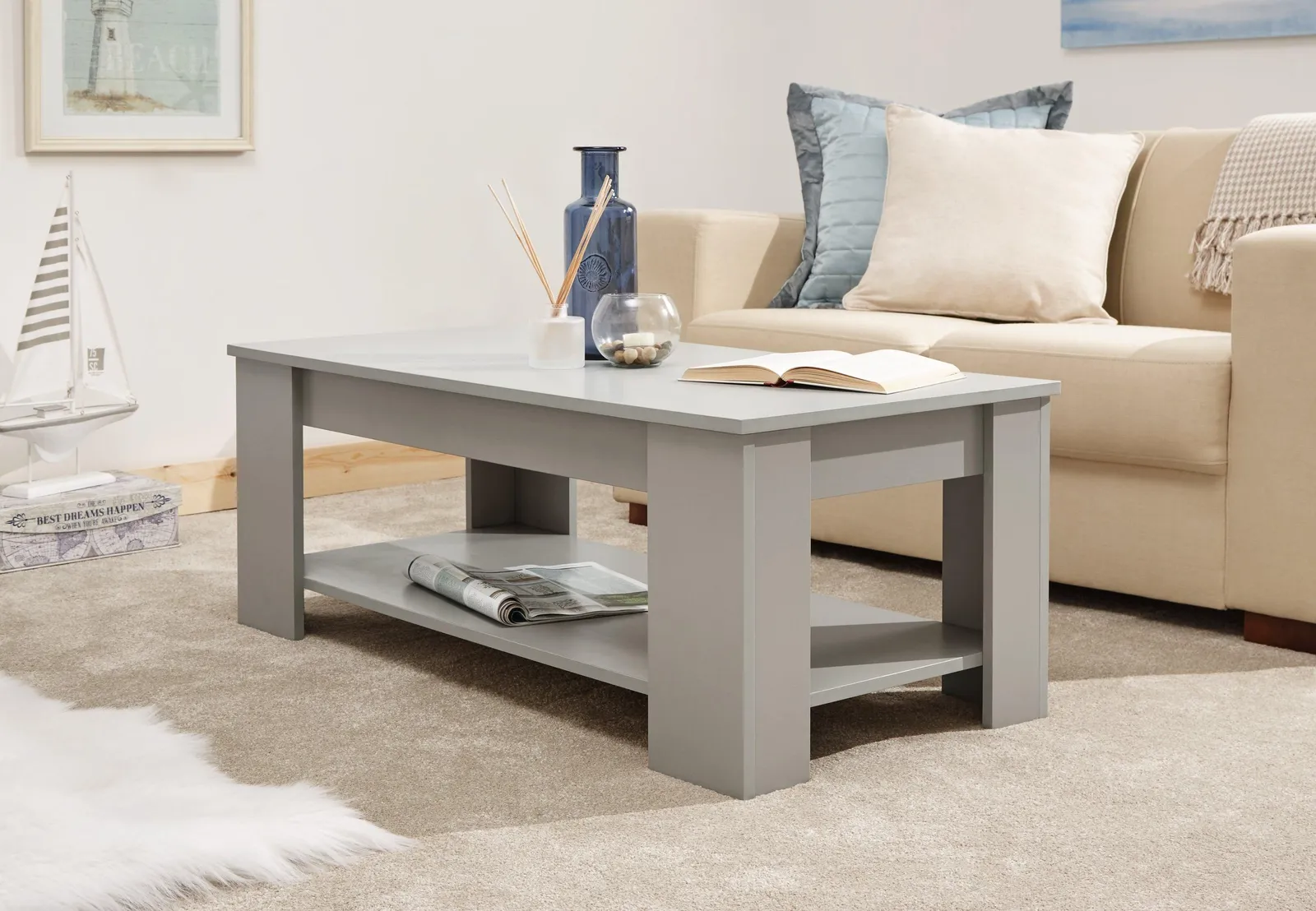 GFW Lift Up Coffee Table in Grey