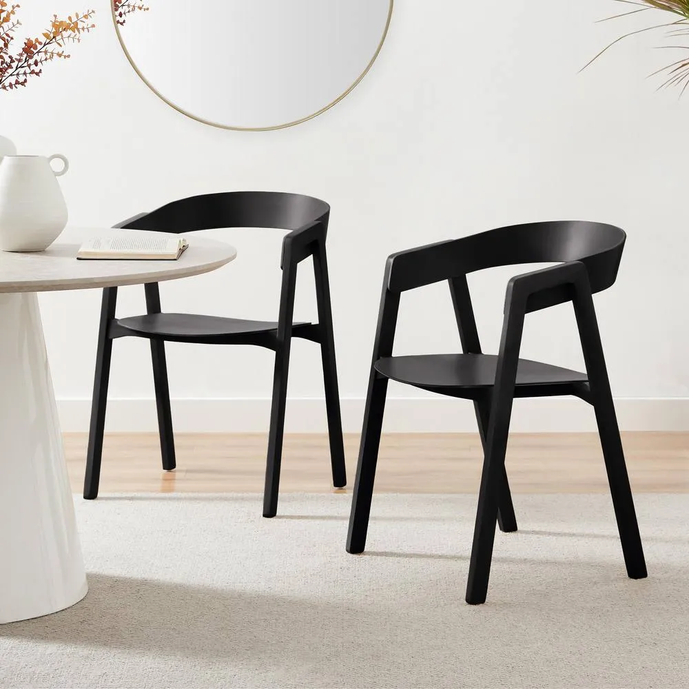 FurnitureboxUK 2x Masa Black Solid Wood Dining Chairs