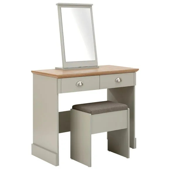 Kendal 2 Drawer Dressing Table Set with Mirror, Grey 4