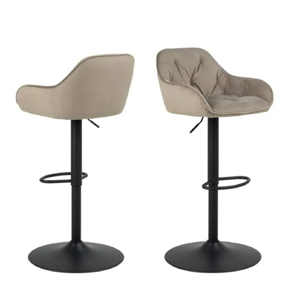 netfurniture Camden Swivel Bar Stool in Beige Velvet Set of 2