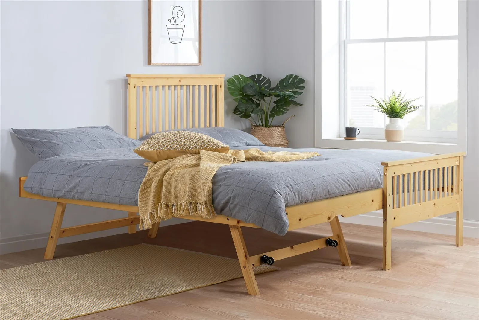 Birlea Buxton High End Single Guest Bed Pine Bundle with 2 Nimbus Mattresses in Brown 2