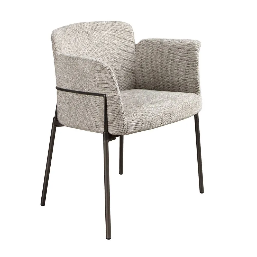 Angel Cerda Grey Fabric Dining Chair Stainless Steel Legs