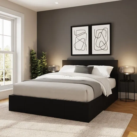 End Lift Ottoman Bed Frame, Faux Leather