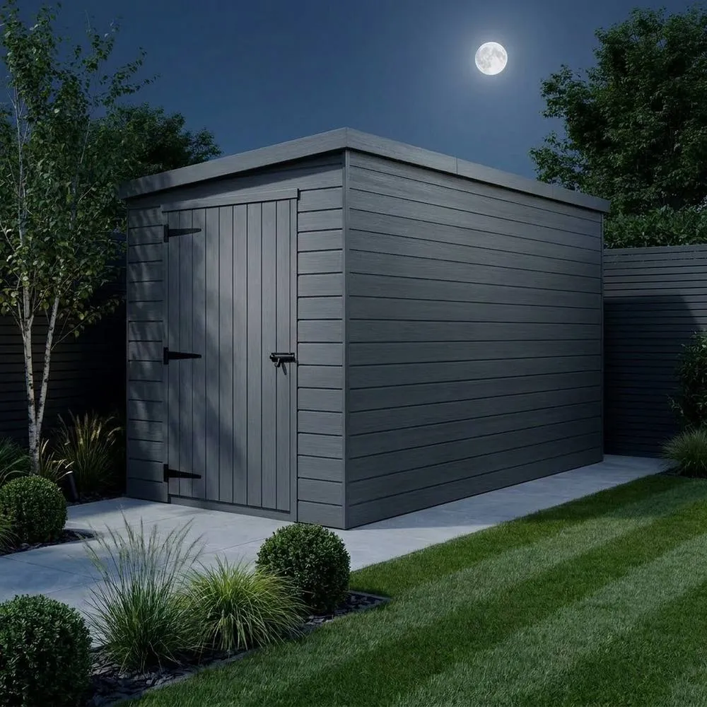 Buttercup Farm 4ft x 9ft Composite Pent Garden Shed Single Door No Windows - Grey 3