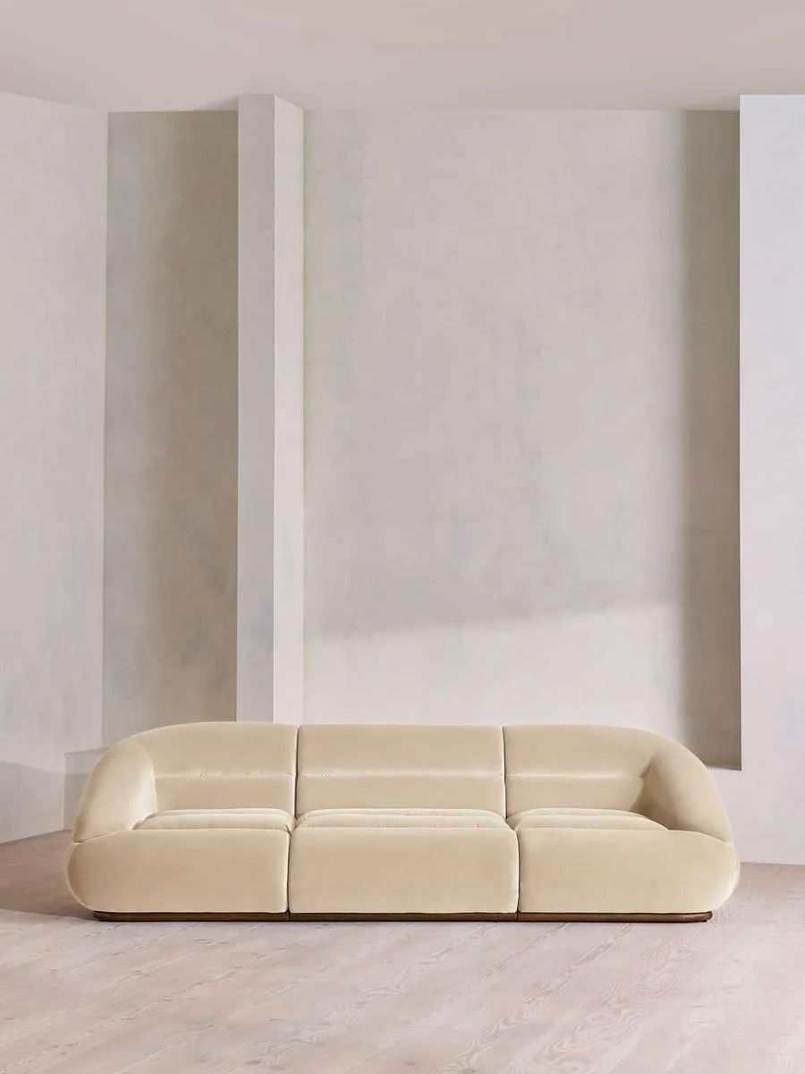 Edison Modular Sofa, Four Seater, Velvet, Porcelain
