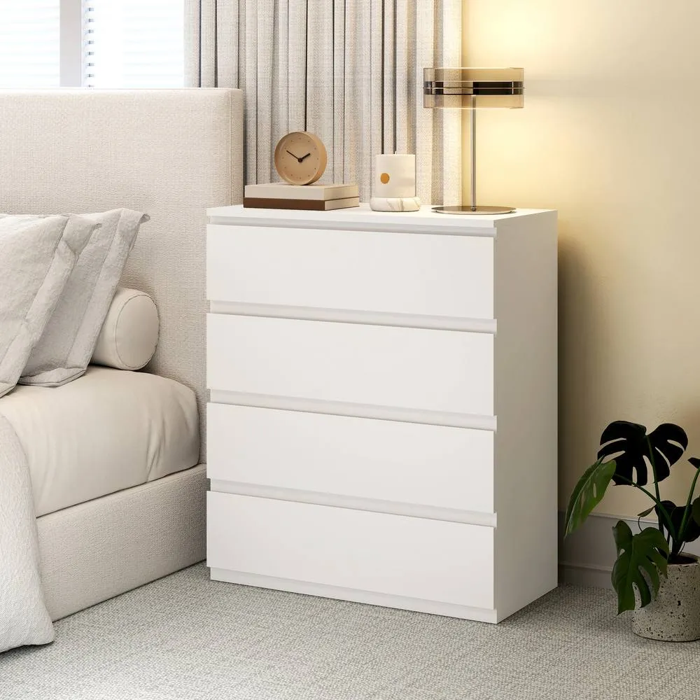 HOMCOM Chest of Drawers, 4 Drawer Storage Cabinet Unit for Bedroom, White 2