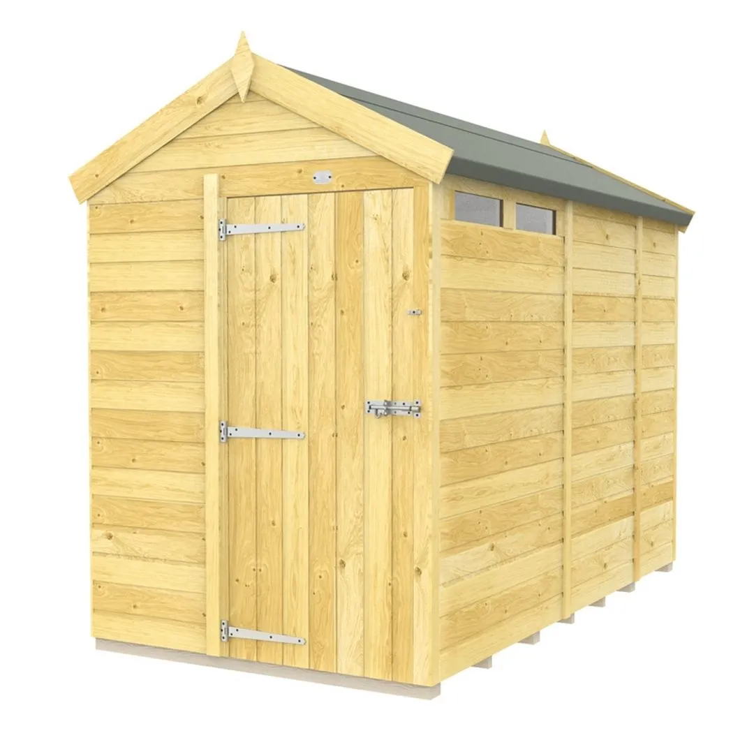 Buttercup Farm 5 x 9 Feet Apex Security Shed - Single Door - L272 x W147 x H217 cm in Brown
