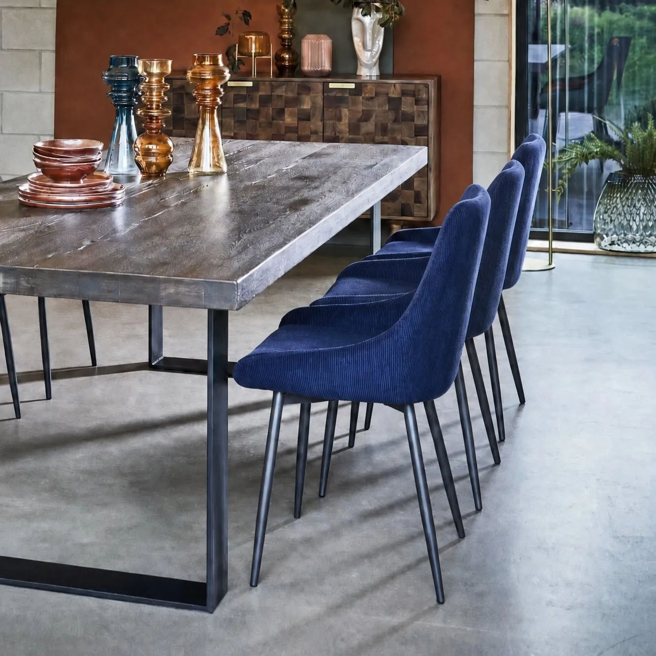 Emmett Dining Chair, Blue Fabric | Barker & Stonehouse 4