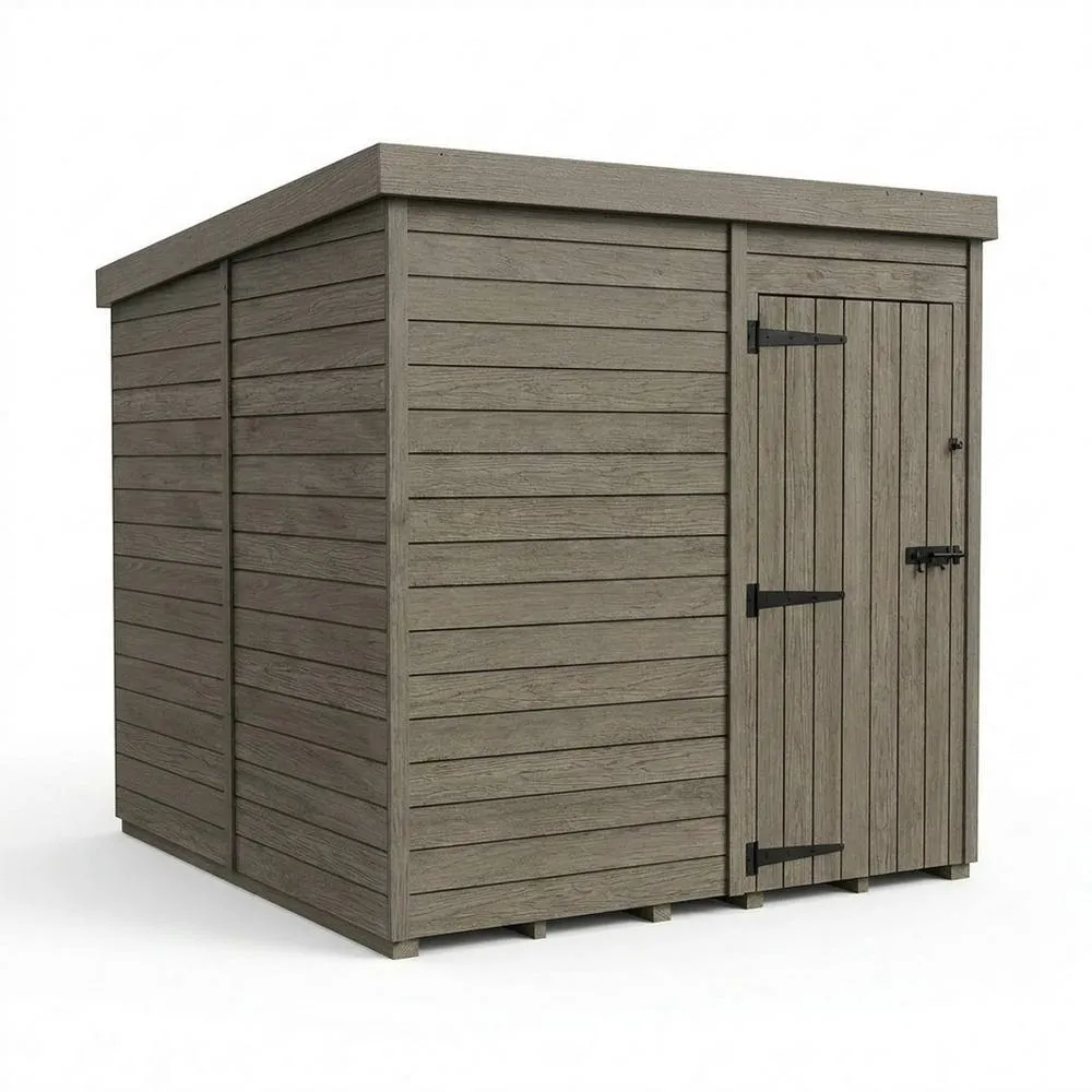Buttercup Farm 8ft x 10ft Composite Pent Garden Shed Single Door No Windows - Grey