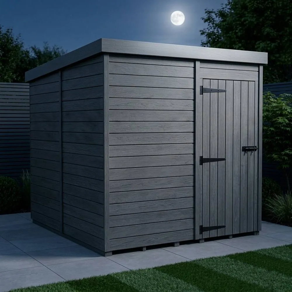Buttercup Farm 8ft x 10ft Composite Pent Garden Shed Single Door No Windows - Grey 3