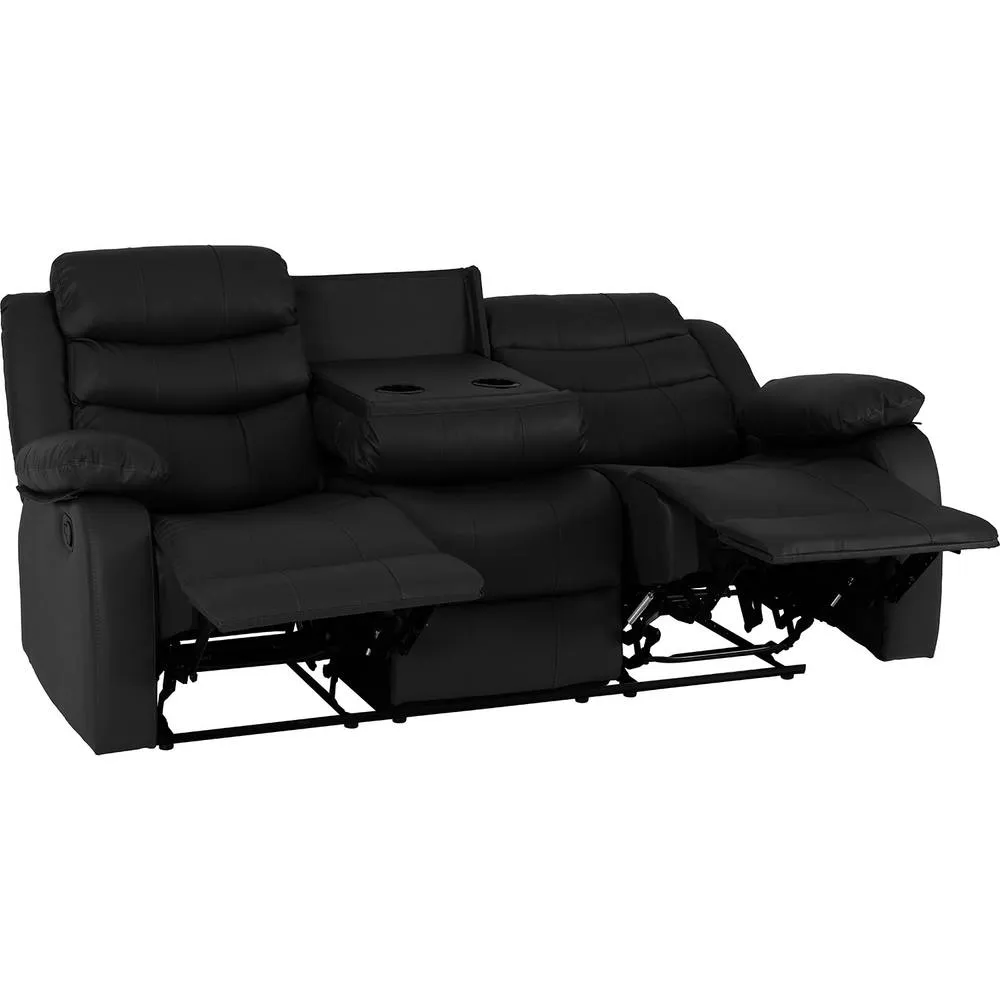 Seconique Roma 3 Seater Recliner Sofa - Black Faux Leather 2