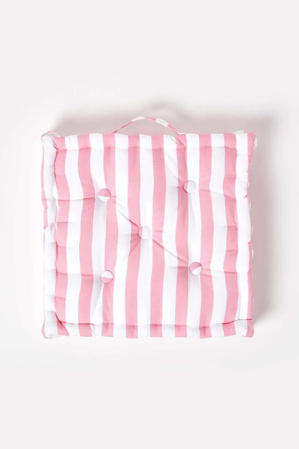 Homescapes Cotton Thick Stripe Floor Cushion in Pink 3