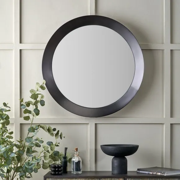 Angled Metal Frame Round Wall Mirror 1