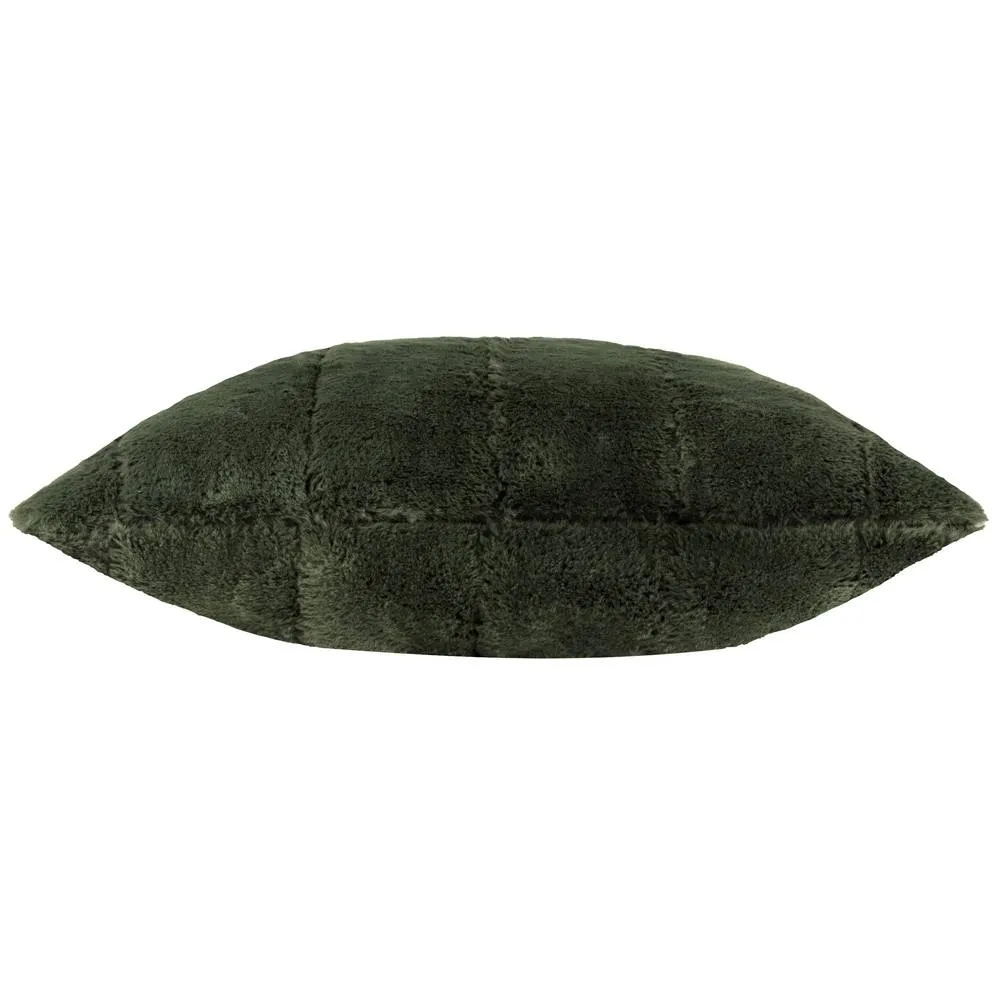 Paoletti Empress Faux Fur Cushion in Dark Green 3
