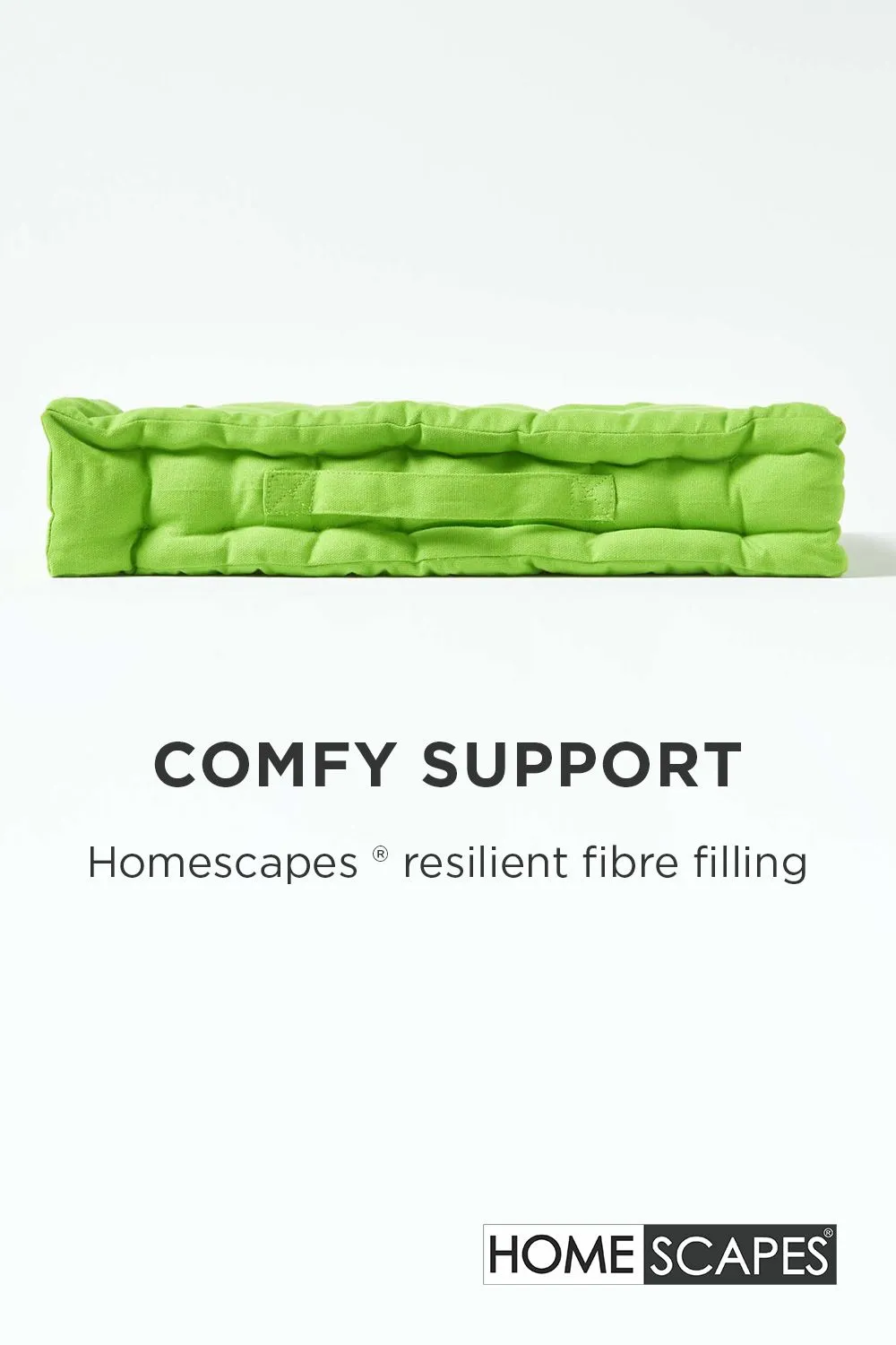 Homescapes Plain Cotton Floor Cushion in Green 4