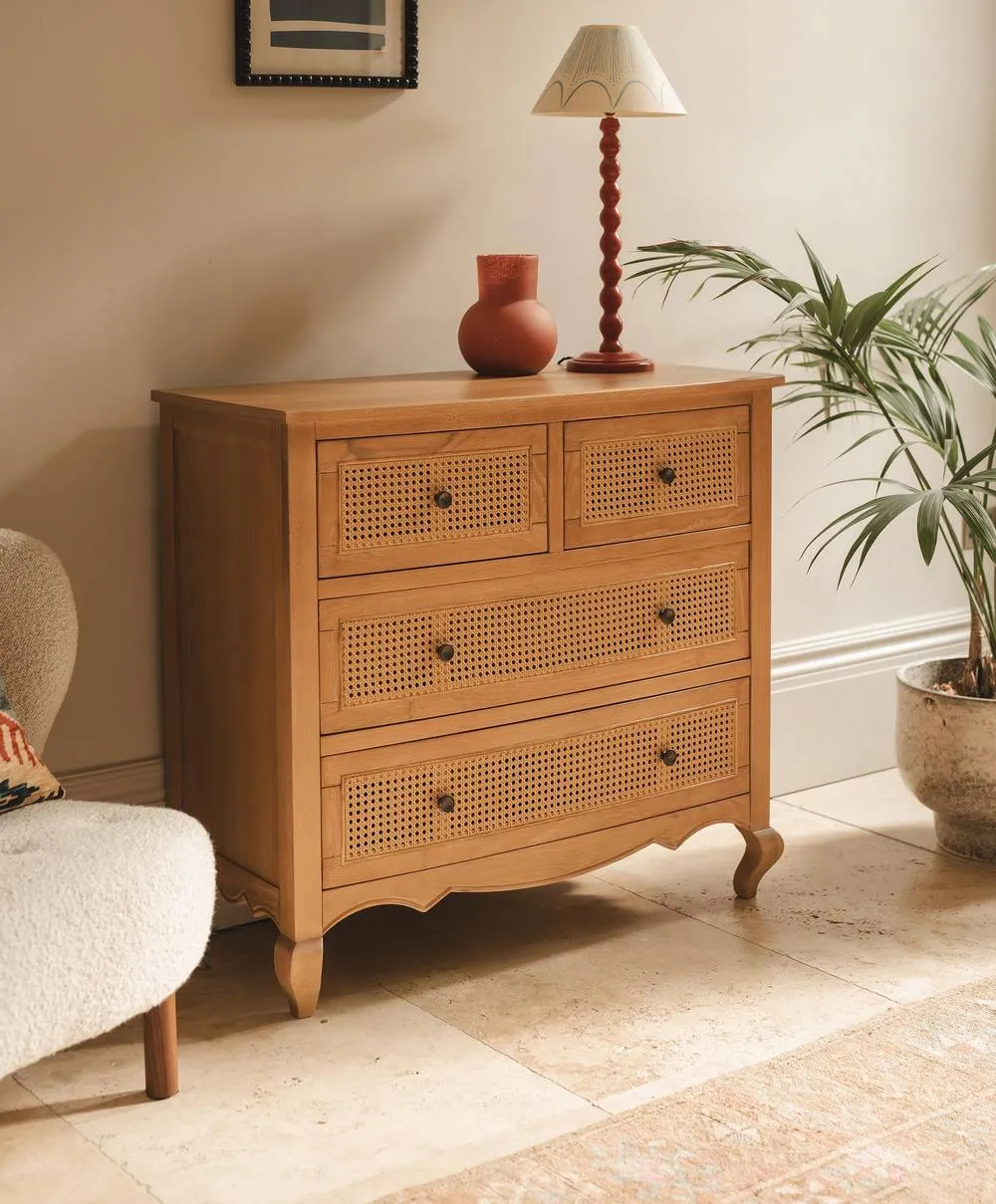 Statement Furniture Louis Chest of Drawers with Cane Rattan Drawers in Brown 2