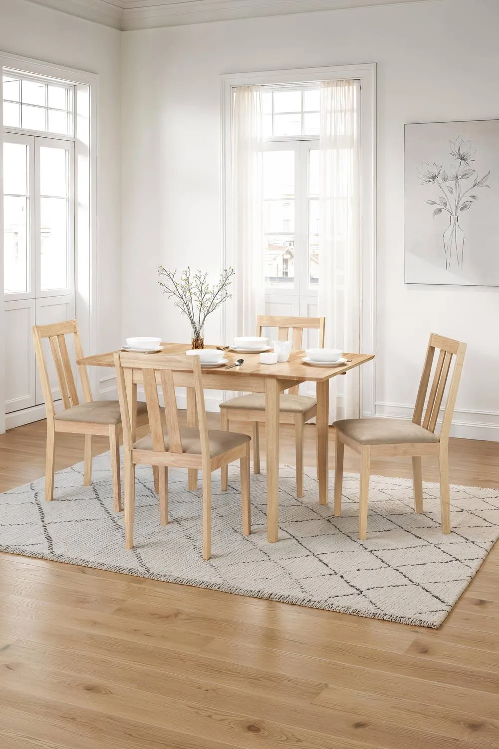 Julian Bowen Rufford Square to Rectangular Extending 4 Seater Dining Table in Natural 2
