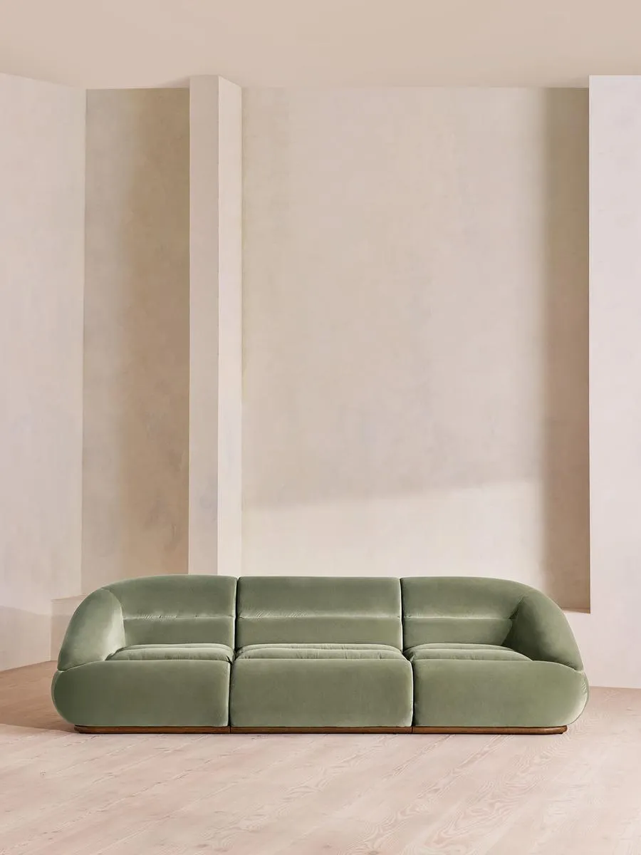 Edison Modular Sofa, Four Seater, Velvet, Seafoam