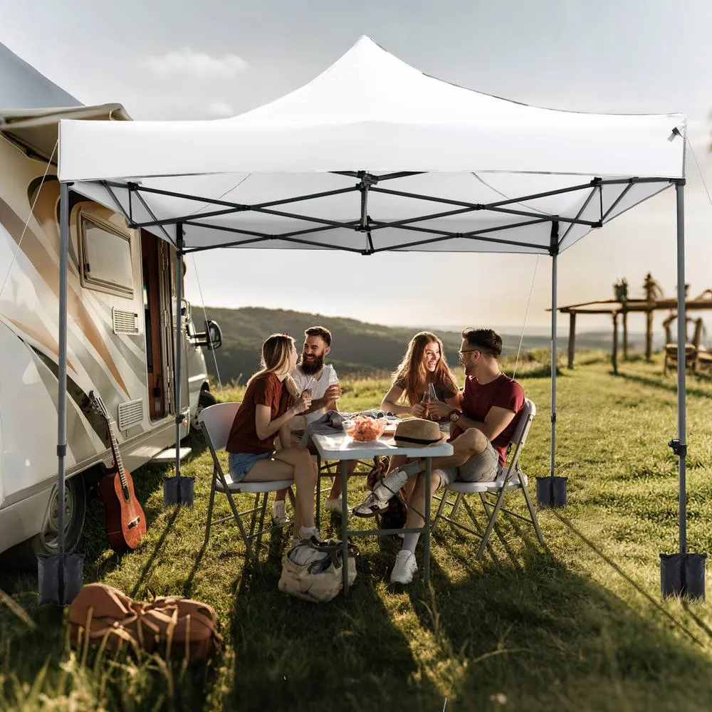 Costway 300 x 300cm Pop up Canopy Tent Easy Setup Gazebo Shelter w/Wheeled Bag in White 5