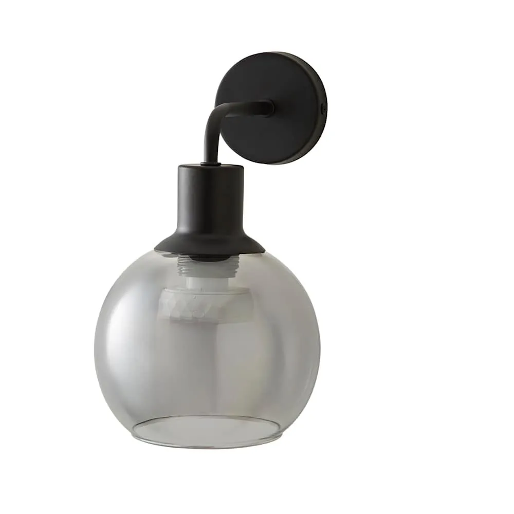 ValueLights Bellamy Globe Glass Shade Rechargeable Wall Light in Black 6