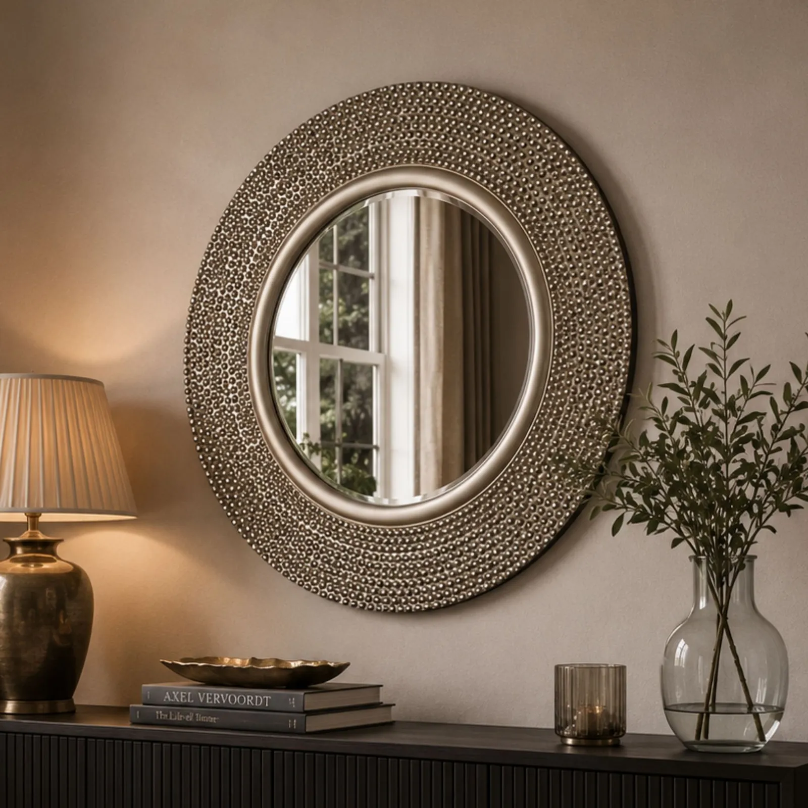 Yearn Mirrors Bobble Round mirror silver 79cm in Metallic Silver 2