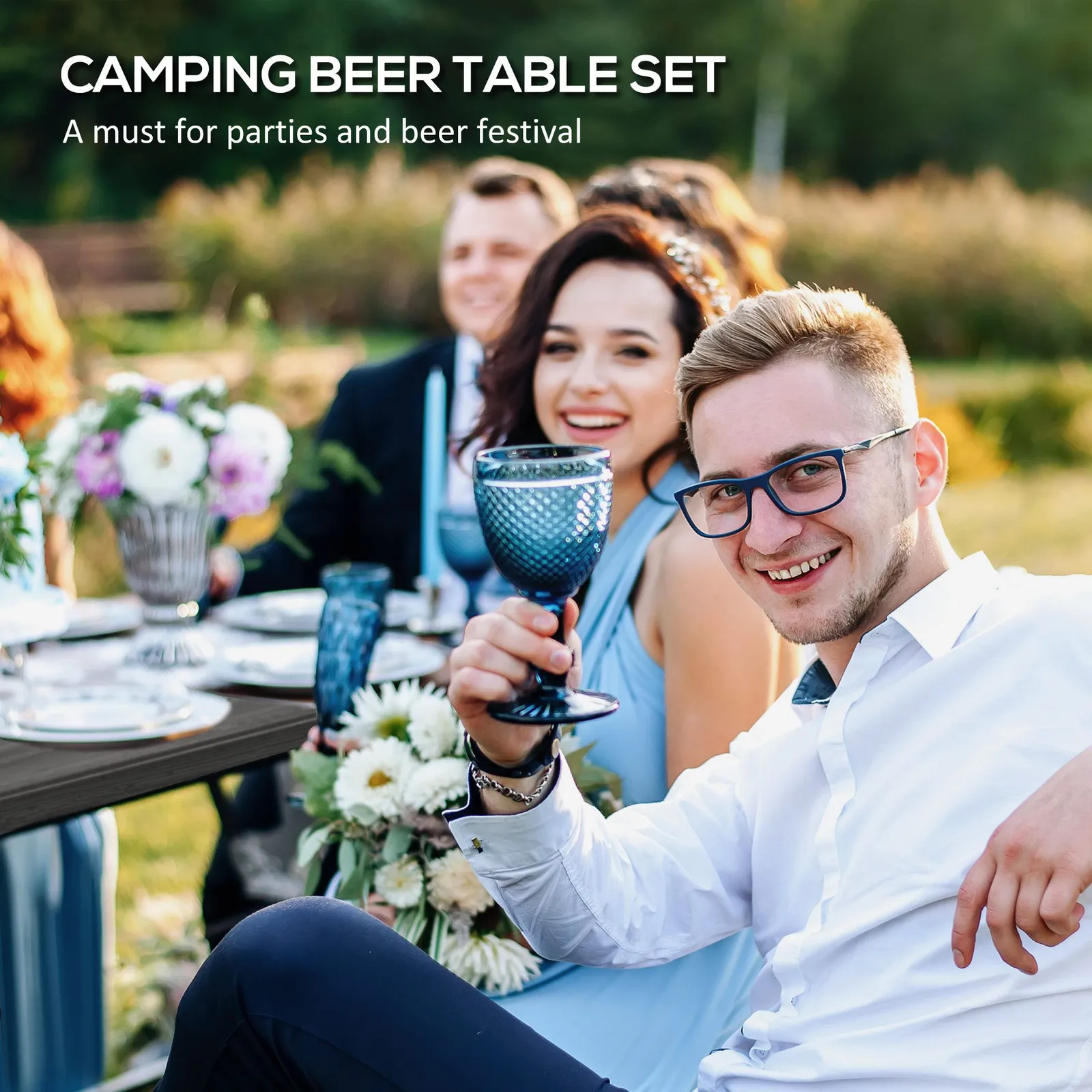 OUTSUNNY HDPE Picnic Table Set w/ Dining Table & 2 Benches for 6, Dark Grey 6