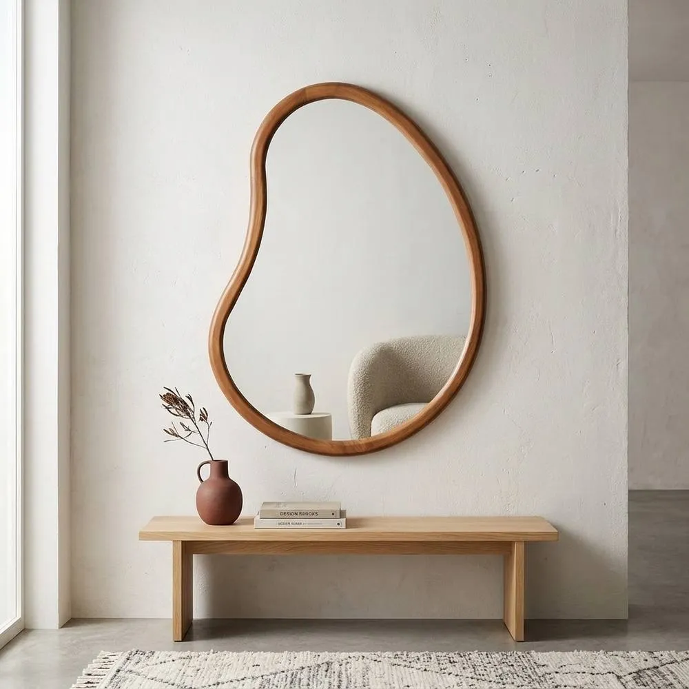 sweeek 85cm wooden mirror in Dark Brown