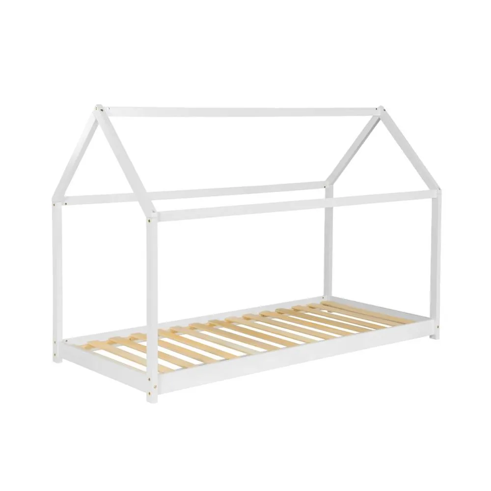 sweeek Children's hut bed in natural pine, bed base included in White 2