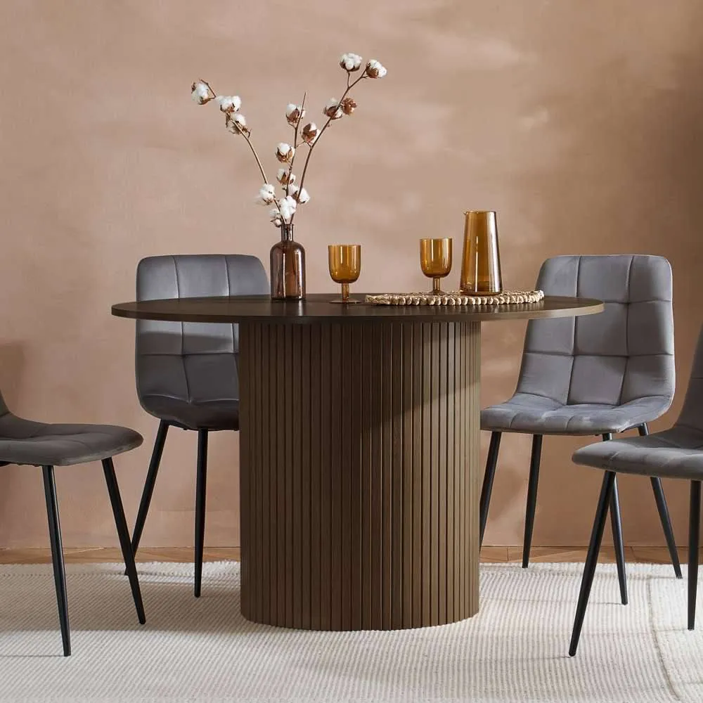 Birlea Axel Round Fluted Dining Table in Brown 5