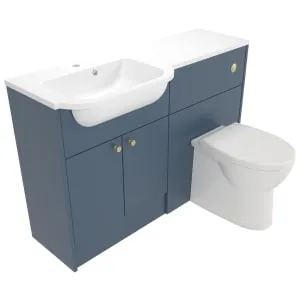 Deccado Benham Juniper Blue Left Hand 1200mm Fitted Vanity & Toilet Pan Unit Combination with Left Hand Basin 2
