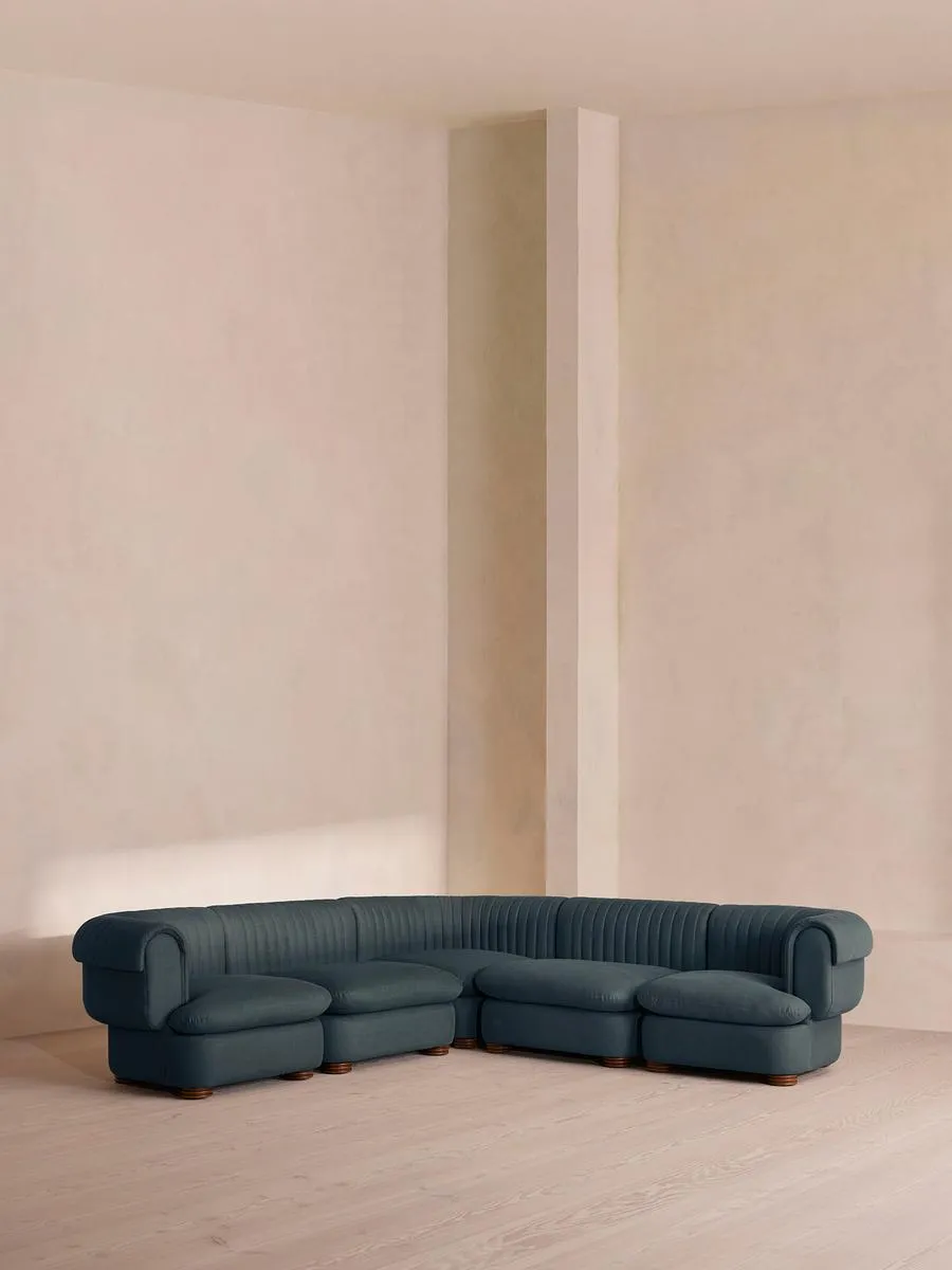 Rava Modular Sofa, Corner Sofa, Linen, Prussian Blue
