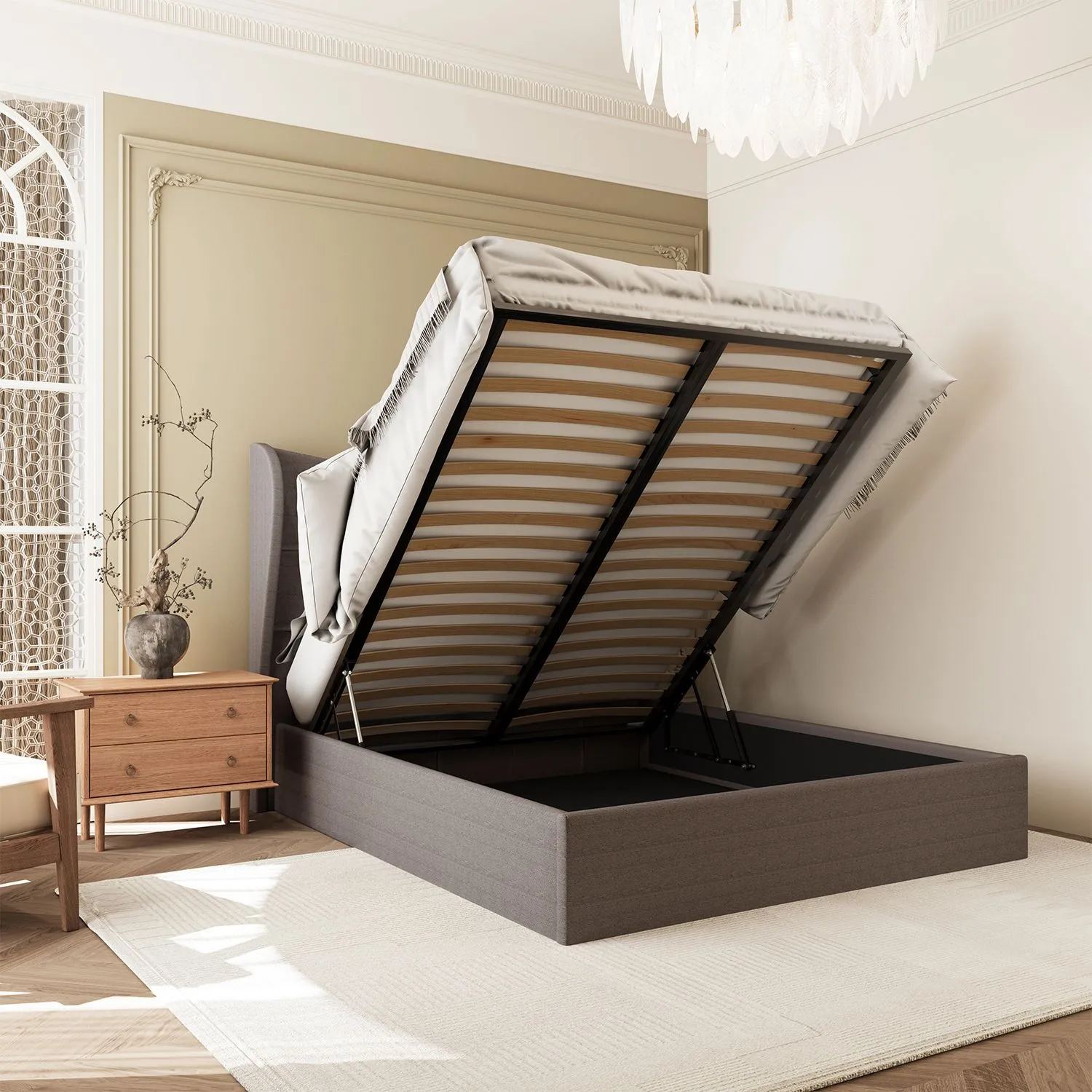 Seconique Verona 4'6" (Double) Ottoman Bed in Brown