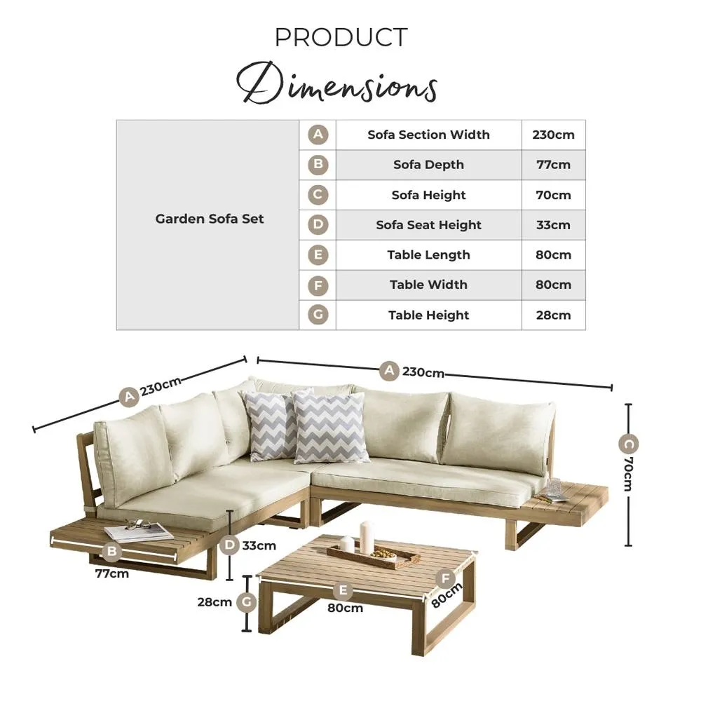 FurnitureboxUK Brisa Solid Wood 5 Seat Outdoor Sofa Set in Green 6