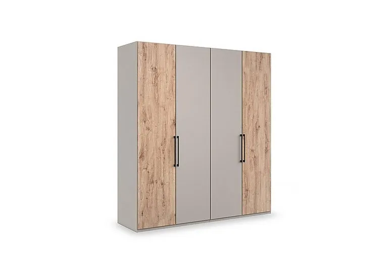Tullio 200cm 4 Door Hinged Wardrobe - Pebble Grey