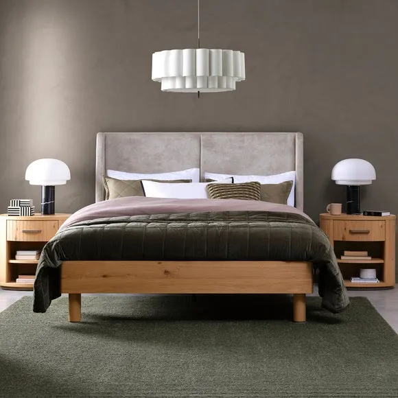 Bentley Designs Vega Knotty Oak Upholstered Bed Frame 2