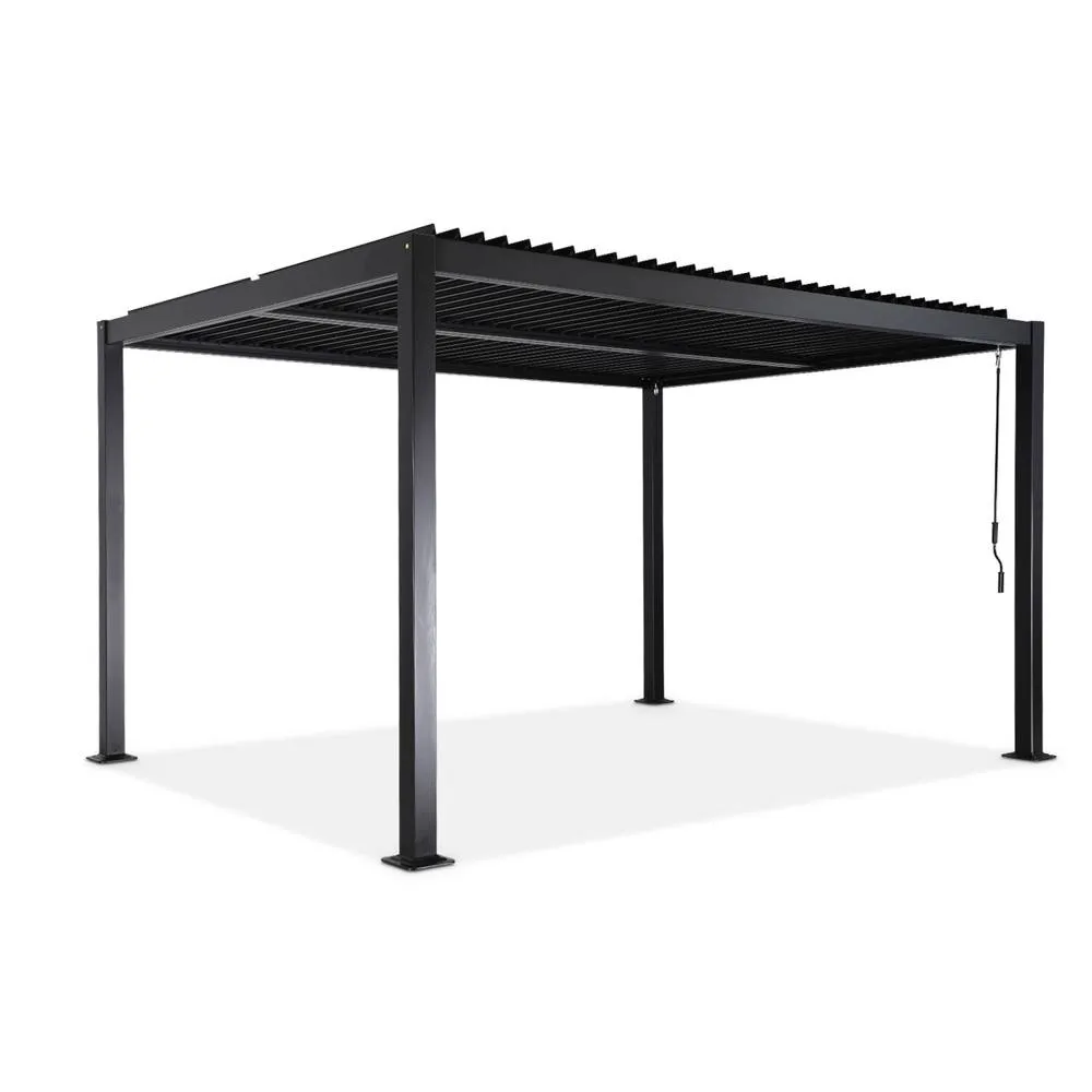 sweeek Louvered pergola aluminium & steel 4 x 3m in Black 2
