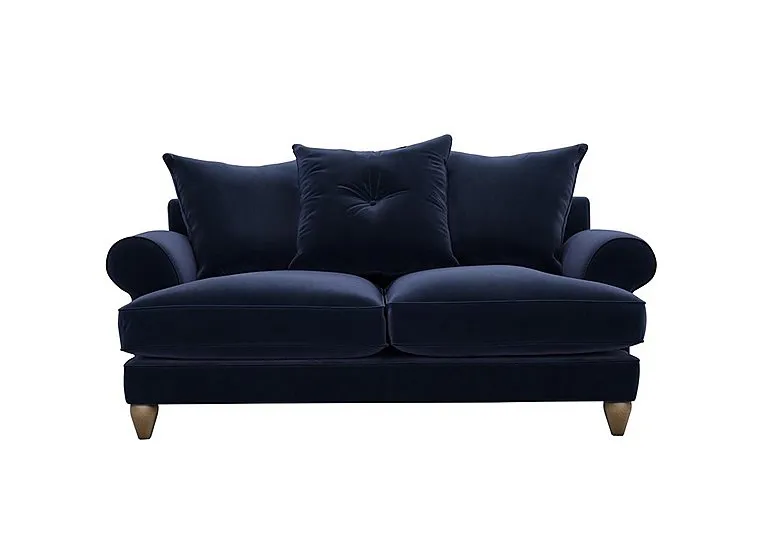 Bronwyn 2.5 Seater Fabric Scatter Back Fibre Fill Sofa With Washed Oak Feet - Midnight Indigo
