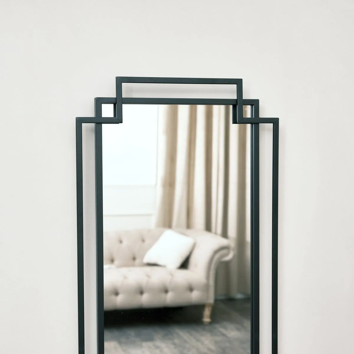 Melody Maison Black Art Deco Wall Mirror 142cm X 47cm 6