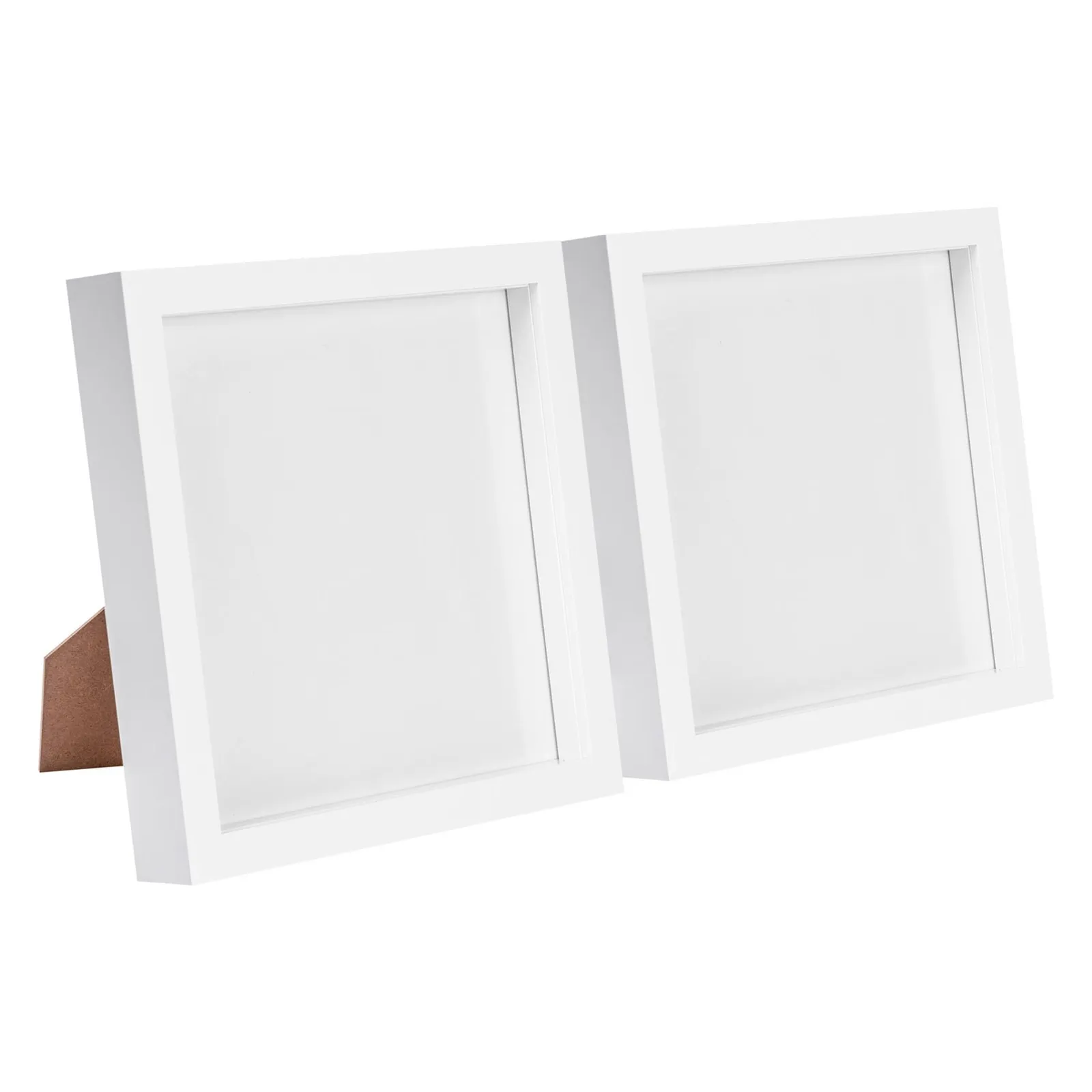 Nicola Spring 3D Box Photo Frames - 8" x 8" - White - Pack of 2
