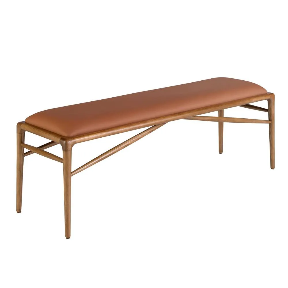 Angel Cerda Brown Leatherette Stool with Walnut-Coloured Legs