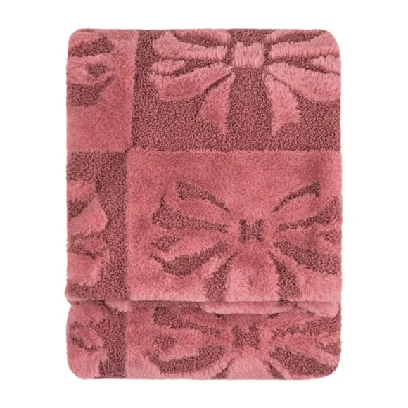 Furn Fur Boucle Big Bows Throw Pink 140 X 180Cm, Pink 3