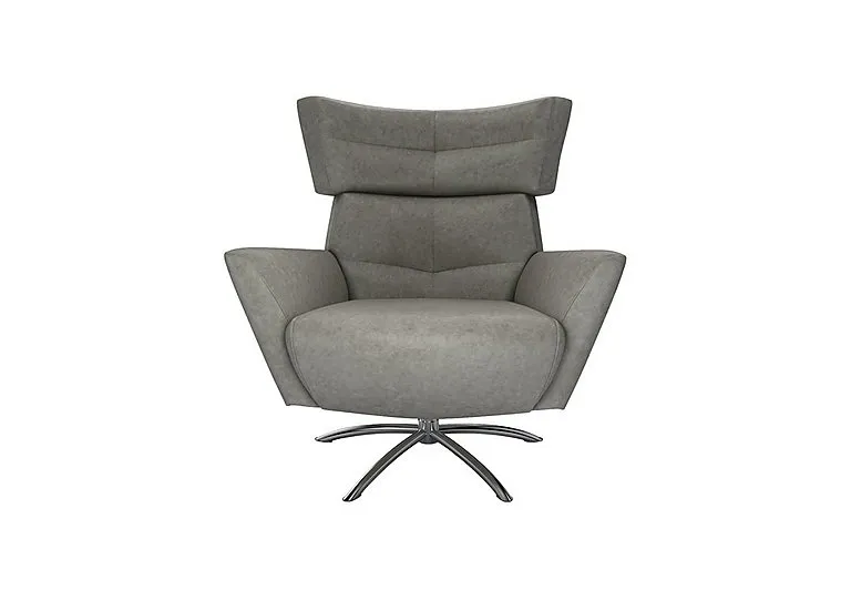Hermione Jacob NC Leather Armchair - Amonite with Chrome Feet