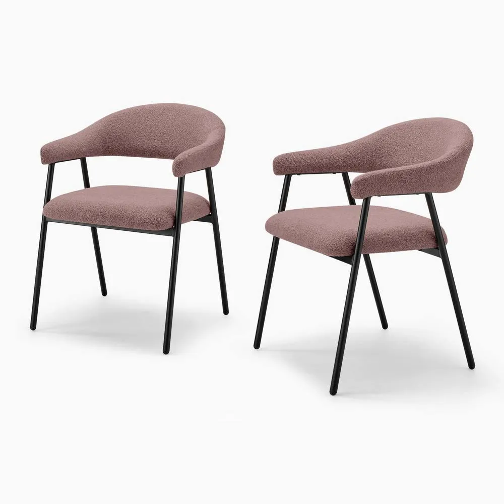 FurnitureboxUK 2x Delos Dusky Pink Fabric Dining Chairs in Terracotta 4