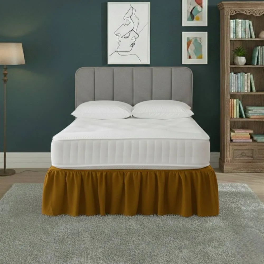 Snug City Base Valance Polycotton Sheet for Divan Beds Easy Care Bed Base Cover in Mustard