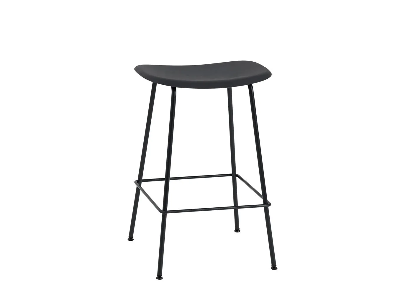 Muuto Fiber Counter Stool Without Backrest Black Tube Base Black Seat