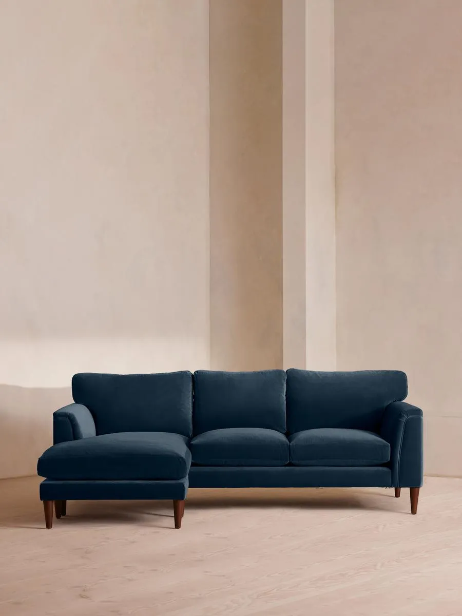 Reya Chaise-end Sofa, Velvet, Royal Blue
